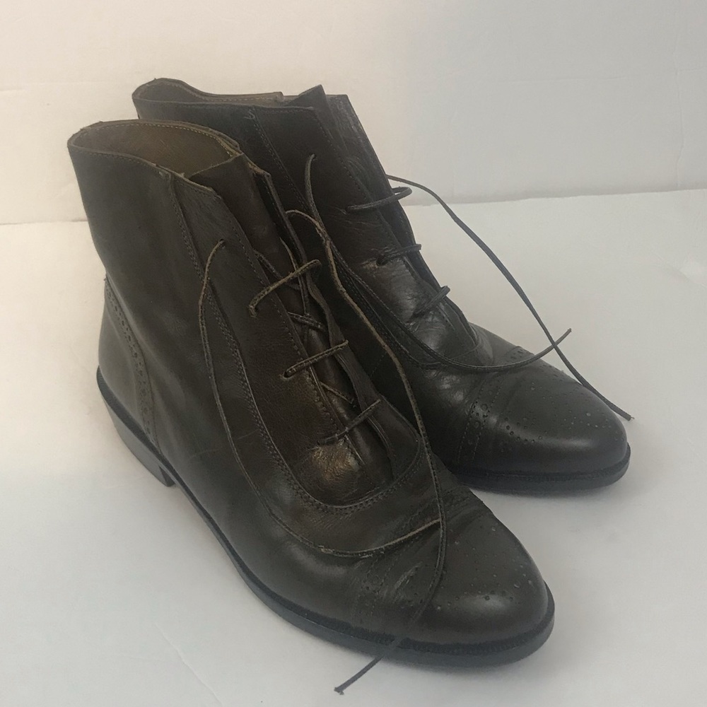 Oxford Lace up Calderone Leather Ankle Bootie